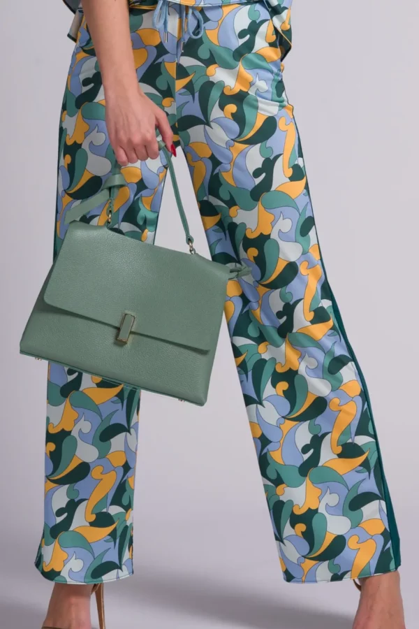 Borsa a cartella verde smeraldo da donna con tracolla