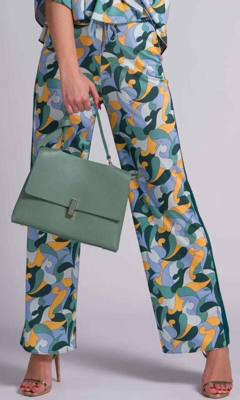 Borsa a cartella verde smeraldo da donna con tracolla