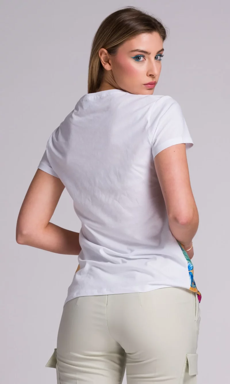 T-Shirt donna elegante in cotone e seta a fantasia - immagine 4