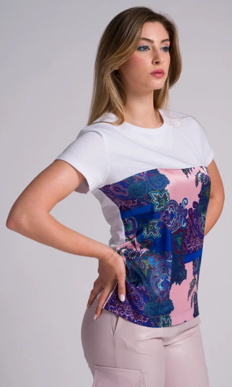 T-Shirt donna elegante in cotone e seta - immagine 3