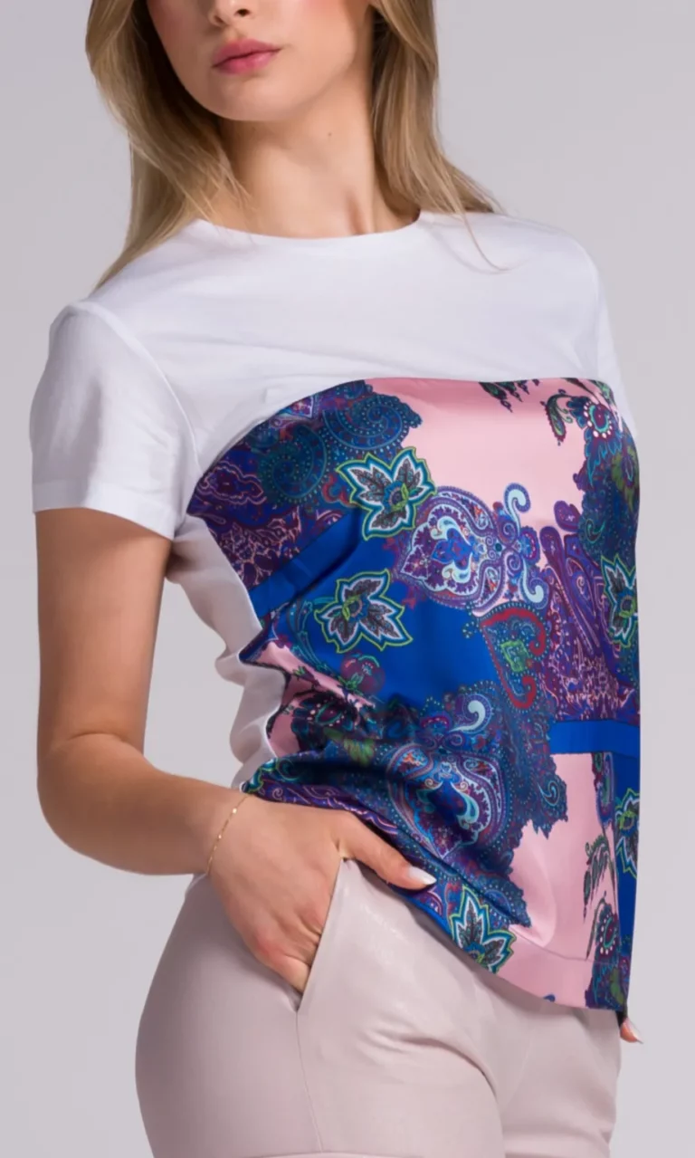 T-Shirt donna elegante in cotone e seta